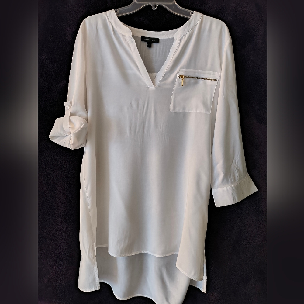 Spense Off-White Blouse with Gold Accent